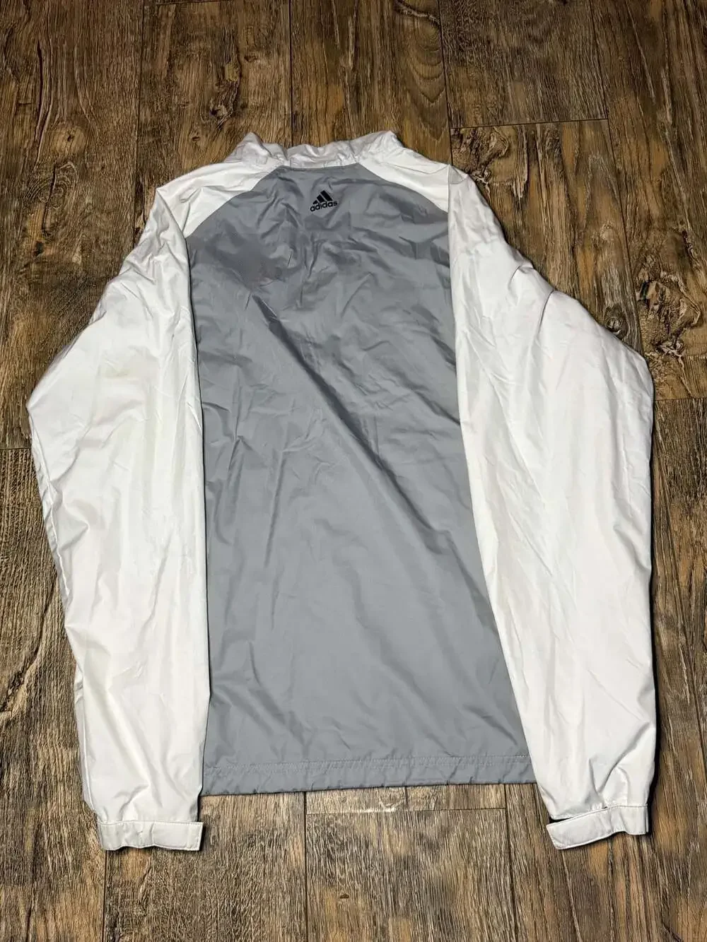 Adidas Climastorm Full Zip Windbreaker Jacket White and Gray